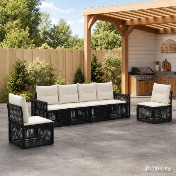 Ensemble de canap� de 6 pcs Noir et blanc cr�me