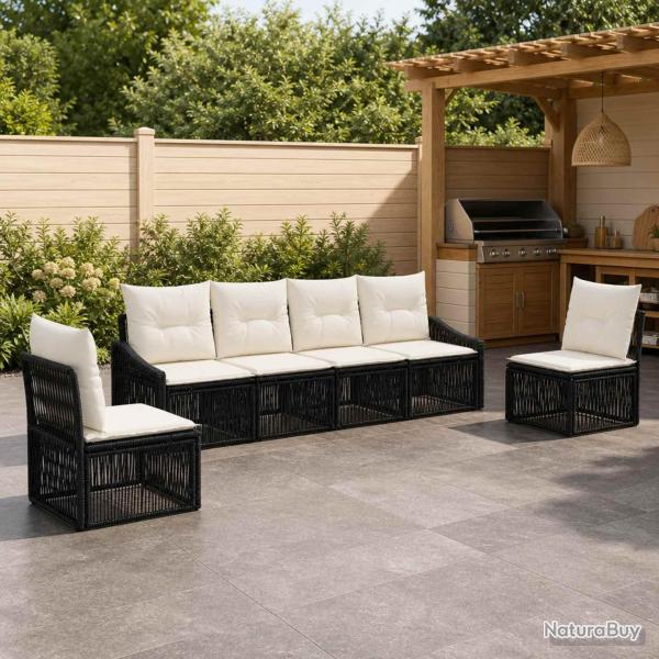 Ensemble de canap� de 6 pcs Noir polyrotin