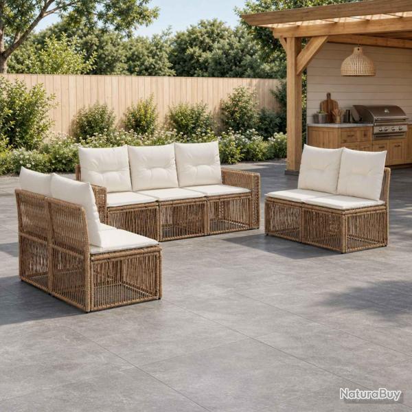 Ensemble de canap� de 7 pcs Beige et blanc cr�me