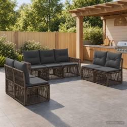 Ensemble de canap&eacute; de 7 pcs Gris et Gris fonc&eacute; polyrotin