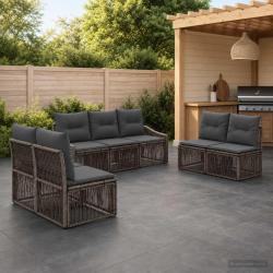 Ensemble de canap&eacute; de 7 pcs Gris polyrotin