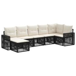 Ensemble de canap&eacute; de 7 pcs Noir et blanc cr&egrave;me