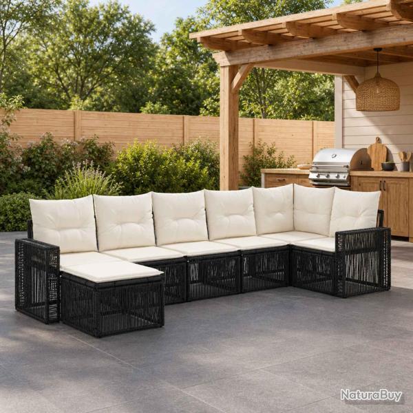 Ensemble de canap� de 7 pcs Noir et blanc cr�me