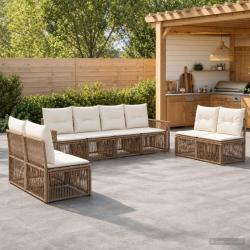 Ensemble de canap&eacute; de 8 pcs Beige et blanc cr&egrave;me