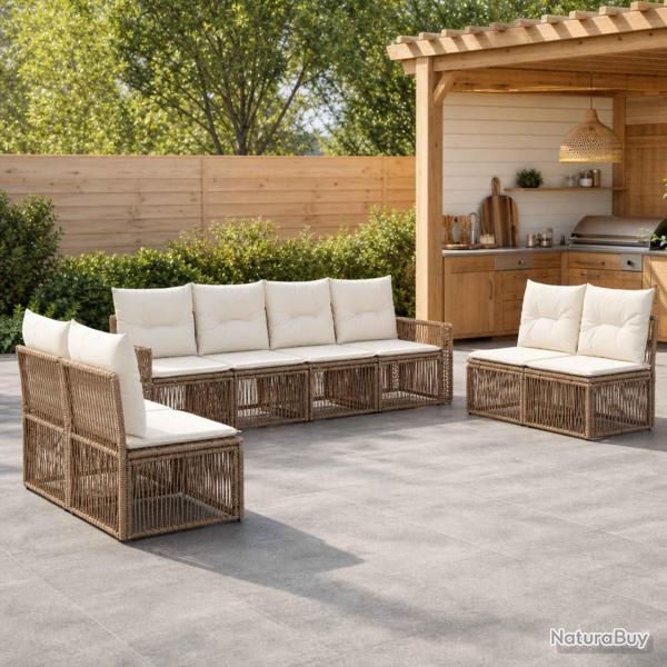 Ensemble de canap� de 8 pcs Beige et blanc cr�me