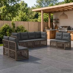Ensemble de canap&eacute; de 8 pcs Gris polyrotin