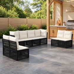 Ensemble de canap&eacute; de 8 pcs Noir polyrotin