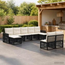 Ensemble de canap&eacute; de 9 pcs Noir et blanc cr&egrave;me