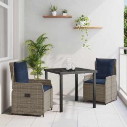 Ensemble de salle &agrave; manger pour 3 pcs Gris Poly rotin