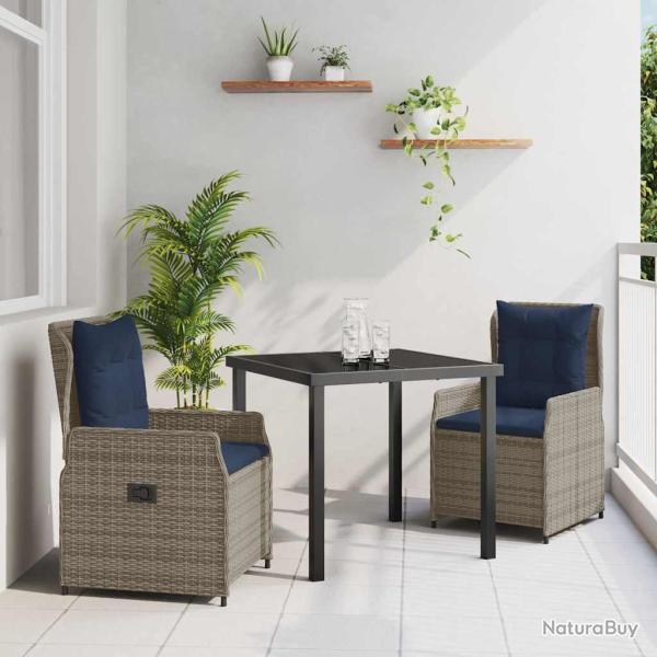 Ensemble de salle � manger pour 3 pcs Gris Poly rotin