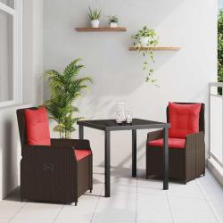 Ensemble de salle &agrave; manger pour 3 pcs Marron Poly rotin