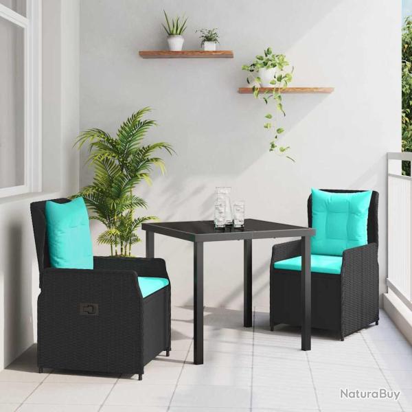 Ensemble de salle � manger pour 3 pcs Noir Poly rotin
