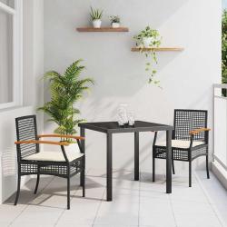 Ensemble de salle &agrave; manger pour 3 pcs Noir Rotin