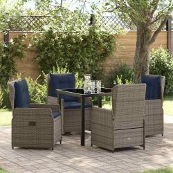 Ensemble de salle &agrave; manger pour 5 pcs Gris Poly rotin