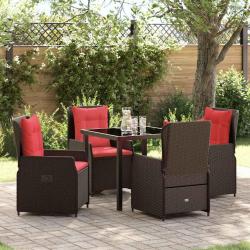 Ensemble de salle &agrave; manger pour 5 pcs Marron Poly rotin