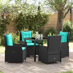 Ensemble de salle &agrave; manger pour 5 pcs Noir Poly rotin