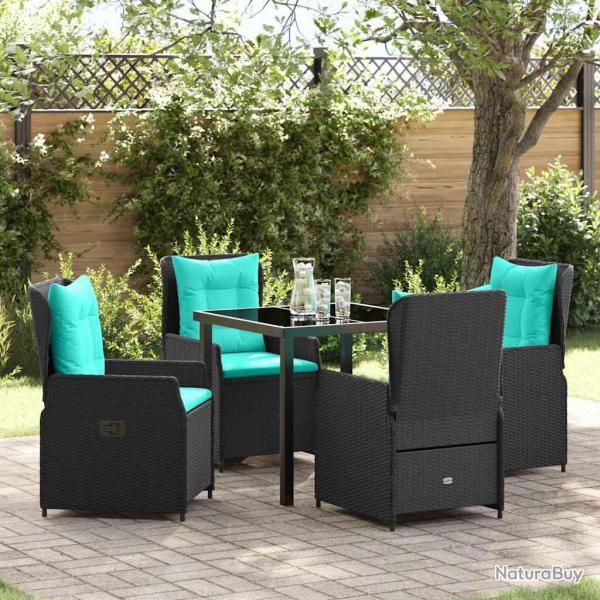 Ensemble de salle � manger pour 5 pcs Noir Poly rotin