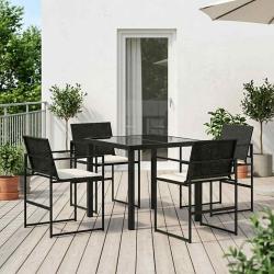 Ensemble de salle &agrave; manger pour 5 pcs Noir et Cr&egrave;me