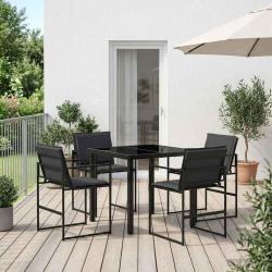 Ensemble de salle &agrave; manger pour 5 pcs Noir et Gris fonc&eacute;