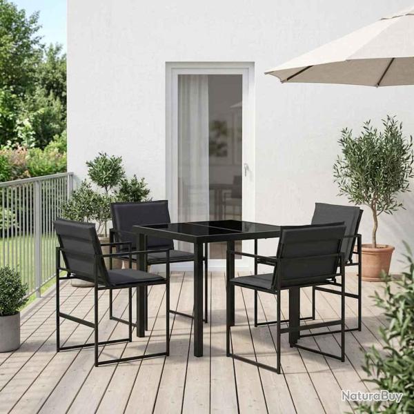 Ensemble de salle � manger pour 5 pcs Noir et Gris fonc�