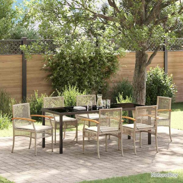 Ensemble de salle � manger pour 7 pcs Beige et Noir