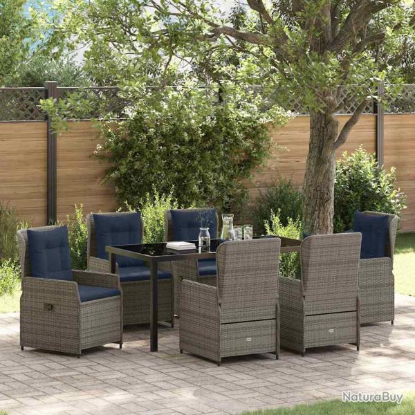 Ensemble de salle � manger pour 7 pcs Gris Poly rotin