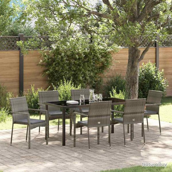 Ensemble de salle � manger pour 7 pcs Gris polyrotin