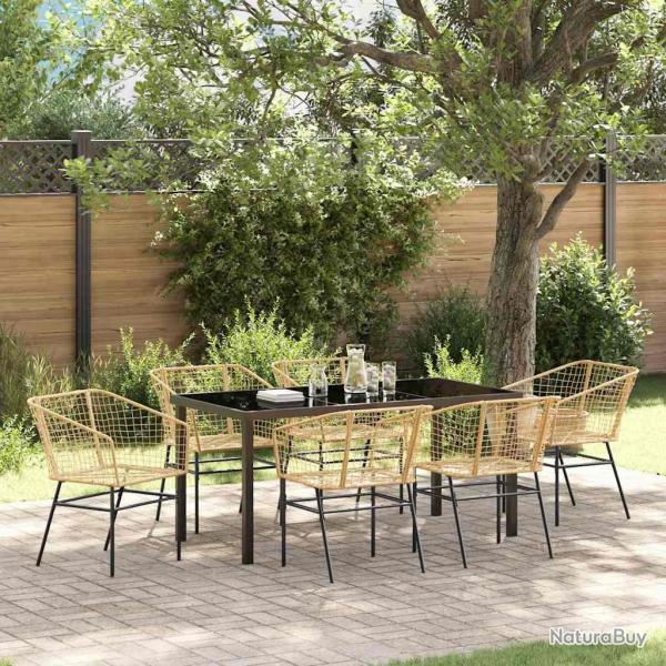 Ensemble de salle � manger pour 7 pcs Marron polyrotin