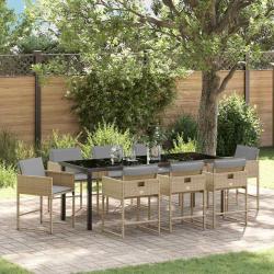 Ensemble de salle &agrave; manger pour 9 pcs Beige polyrotin