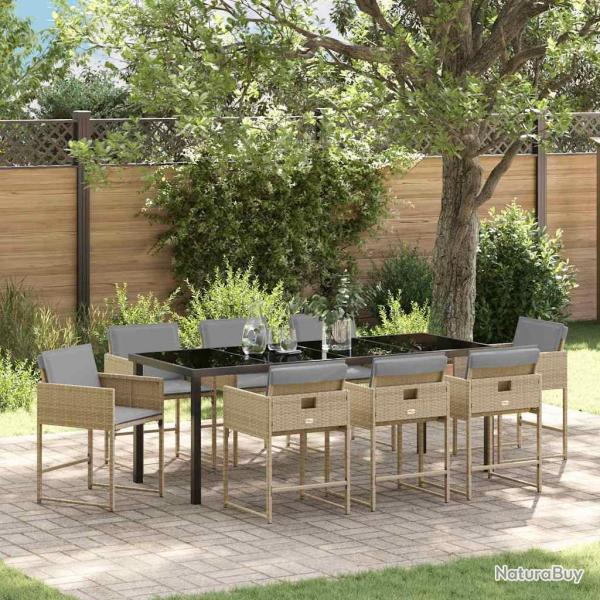 Ensemble de salle � manger pour 9 pcs Beige polyrotin