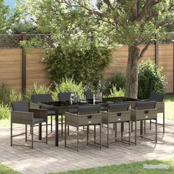 Ensemble de salle � manger pour 9 pcs Gris polyrotin