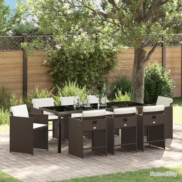 Ensemble de salle � manger pour 9 pcs Marron polyrotin