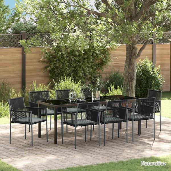 Ensemble de salle � manger pour 9 pcs Noir Rotin PE