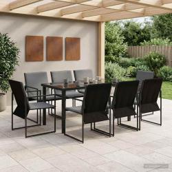 Ensemble de salle &agrave; manger pour 9 pcs Noir et anthracite