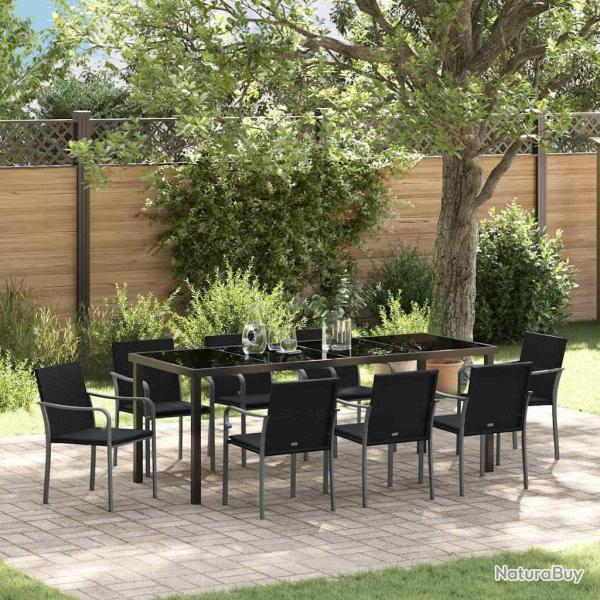 Ensemble de salle � manger pour 9 pcs Noir et gris
