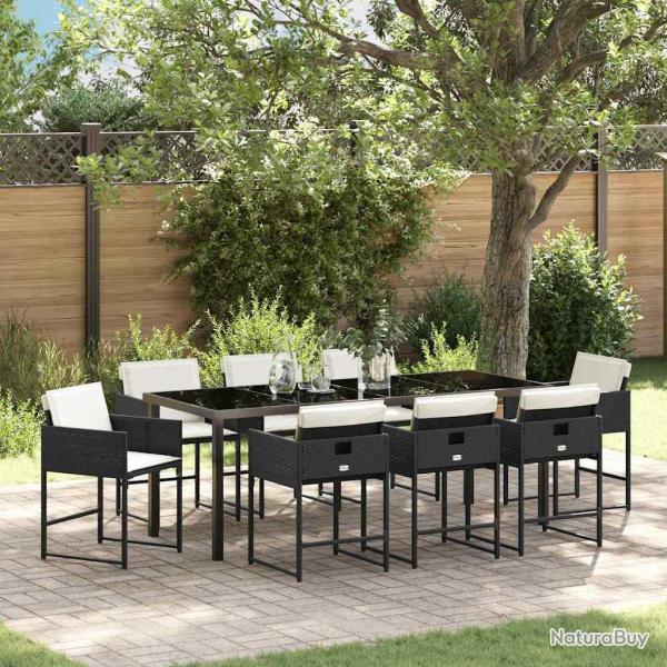 Ensemble de salle � manger pour 9 pcs Noir polyrotin