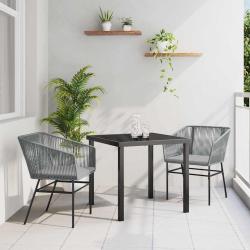 Ensemble de salle &agrave; manger pour avec coussin 3 pcs Gris