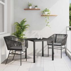 Ensemble de salle &agrave; manger pour avec coussin 3 pcs Noir
