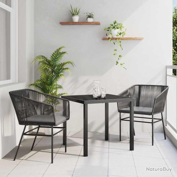 Ensemble de salle � manger pour avec coussin 3 pcs Noir