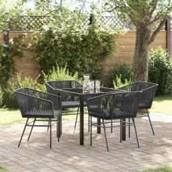 Ensemble de salle &agrave; manger pour avec coussin 5 pcs Noir