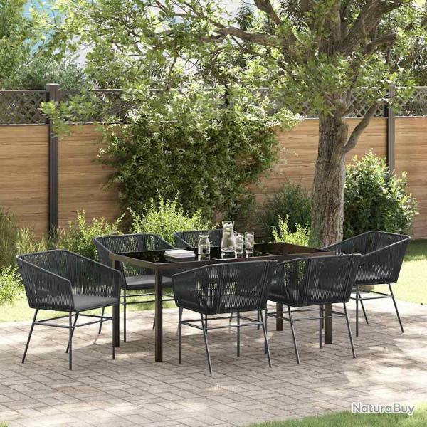 Ensemble de salle � manger pour avec coussin 7 pcs Noir