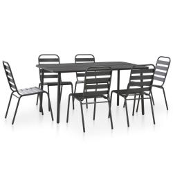 Ensemble &agrave; manger d'ext&eacute;rieur 7 pcs Acier Gris fonc&eacute;
