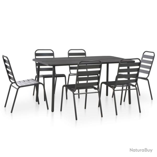 Ensemble � manger d'ext�rieur 7 pcs Acier Gris fonc�