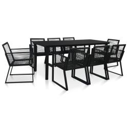 Ensemble &agrave; manger d'ext&eacute;rieur 9 pcs Rotin PVC Noir