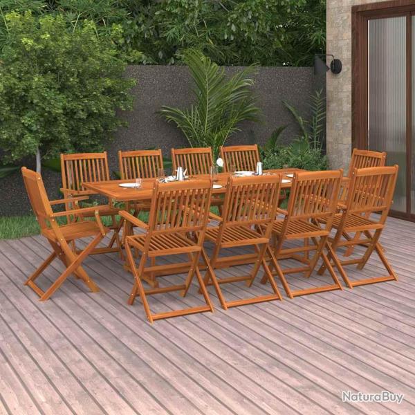 Ensemble � manger de 11 pcs 220x90x75 cm bois d'acacia
