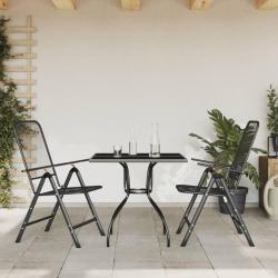 Ensemble &agrave; manger de 3 pcs anthracite m&eacute;tal maille