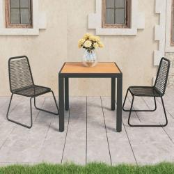 Ensemble &agrave; manger de 3pcs PVC r&eacute;sine tress&eacute;e noir marron