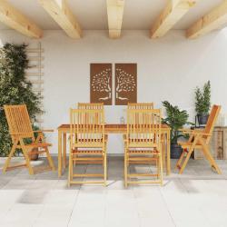 Ensemble &agrave; manger 7 pi&egrave;ces, 180 &times; 90 &times; 75 cm, en bois d'acacia solide, pour la salle &agrave; manger