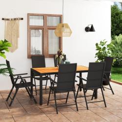 Ensemble &agrave; manger de 7 pcs noir et marron