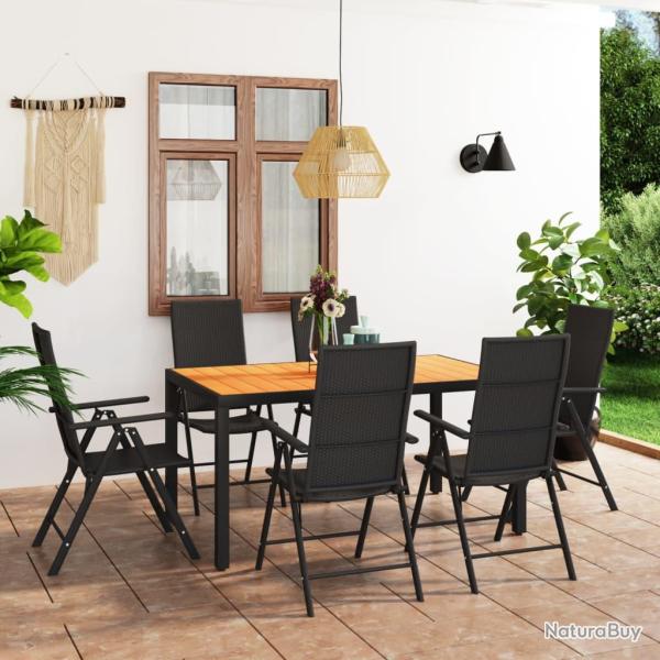 Ensemble � manger de 7 pcs noir et marron